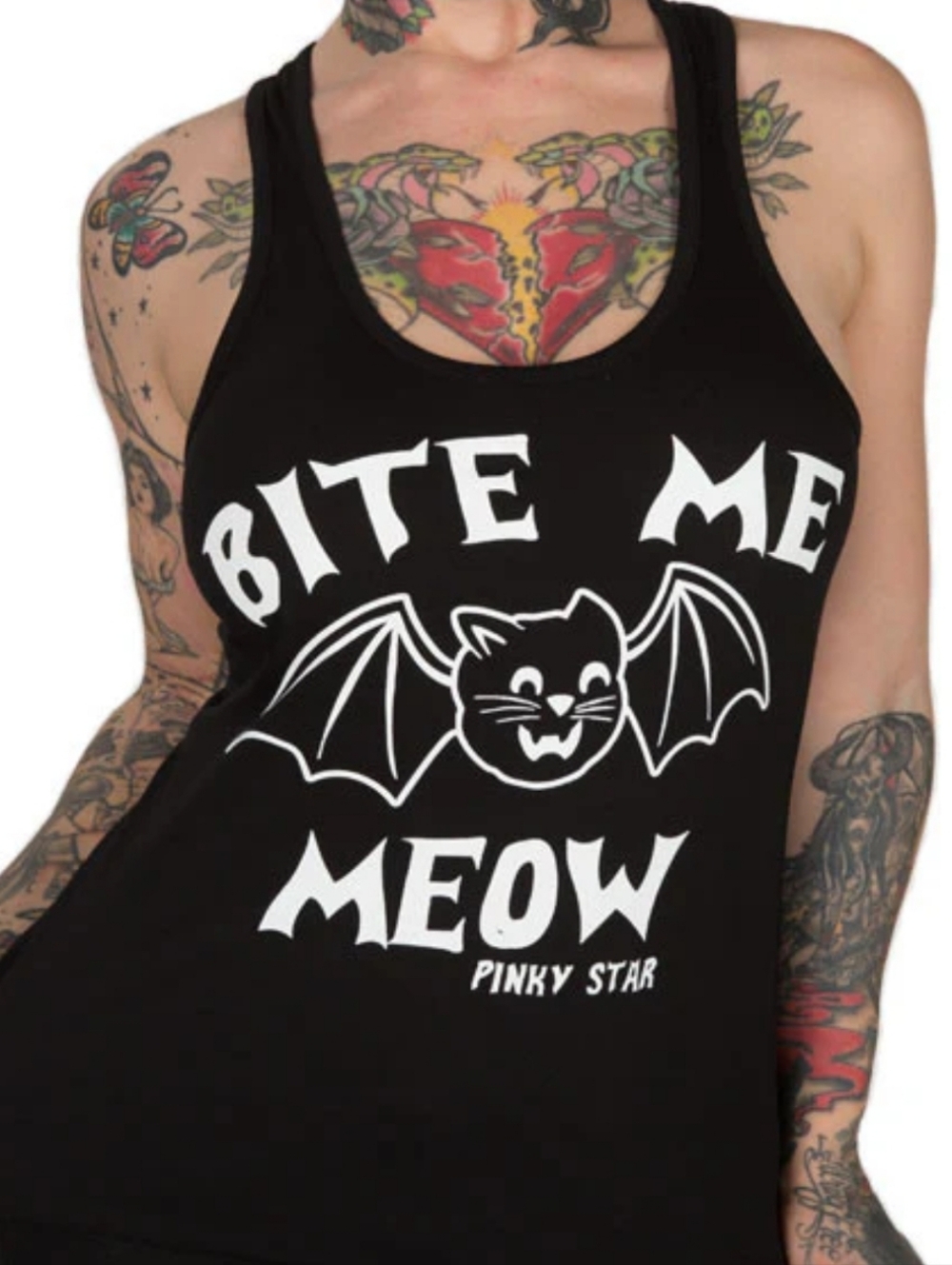 Pinky Star 'Bite Me Meow' Graphic Tank, Cat, Bat